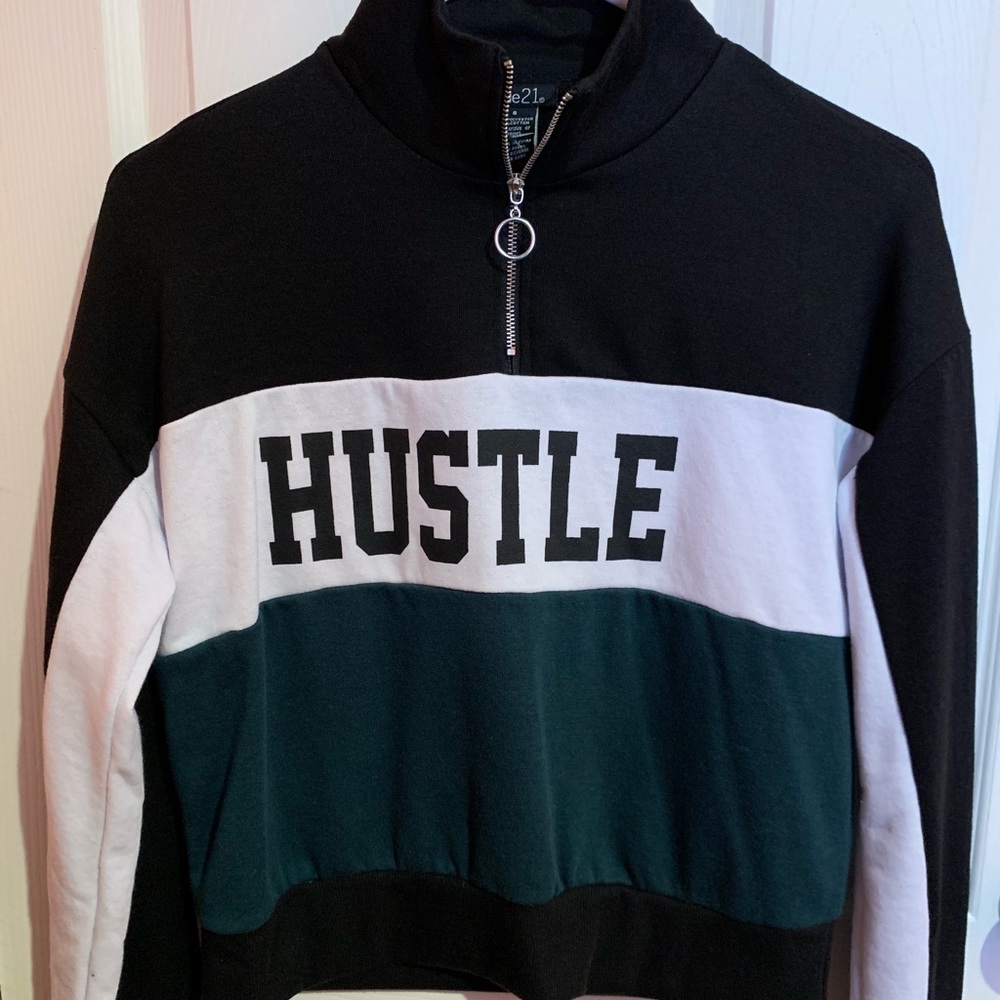 Rue21 Green Colorblock Hustle Cropped Sweatshirt